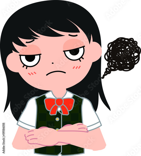 猫ジト目の女子生徒　不満