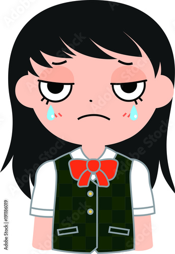 猫ジト目の女子生徒　泣く