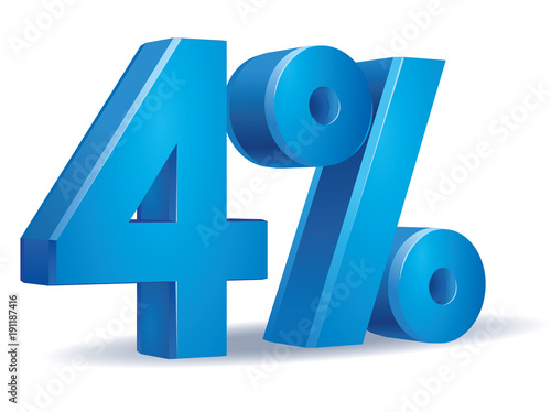 illustration Vector of 4  percent blue color in white background