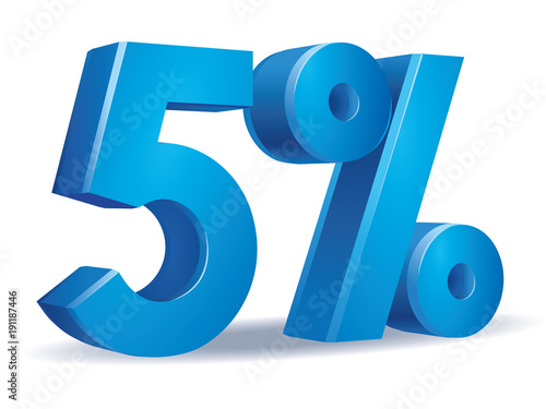 illustration Vector of 5 percent blue color in white background