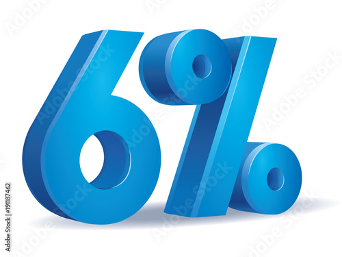 illustration Vector of 6 percent blue color in white background