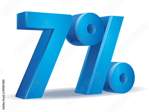 illustration Vector of 7 percent blue color in white background