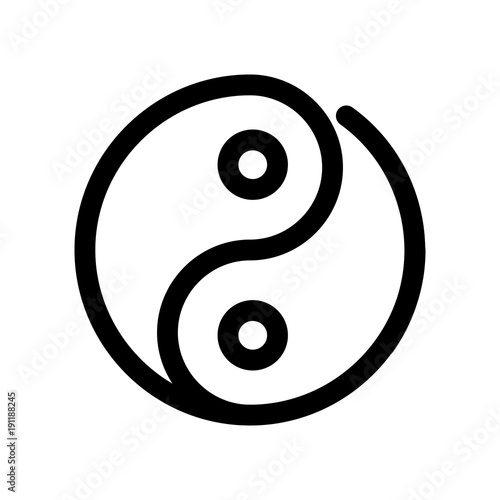 Yin yang icon. Outline modern design element. Simple black flat vector sign with rounded corners.