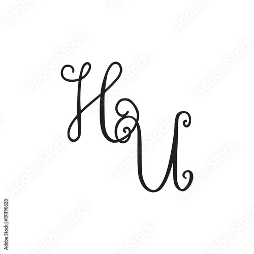 Handwritten monogram HU icon
