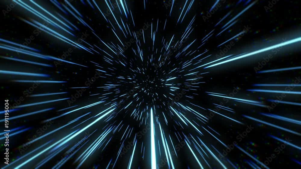 Abstract of warp or hyperspace motion in blue star trail. Exploding and expanding movement Abstract of warp or hyperspace motion in blue star trail. Exploding and expanding movement