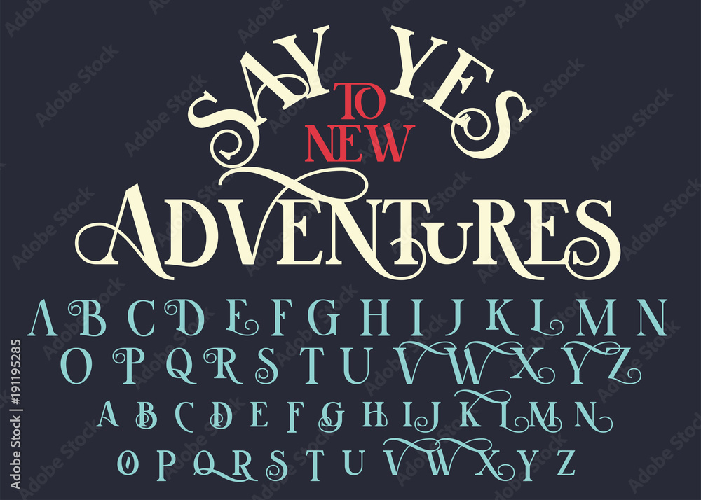 Vintage serif lettering font Stock Vector | Adobe Stock