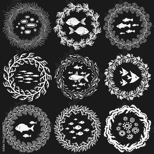 Laurel wreathes set. Vector Illustration.