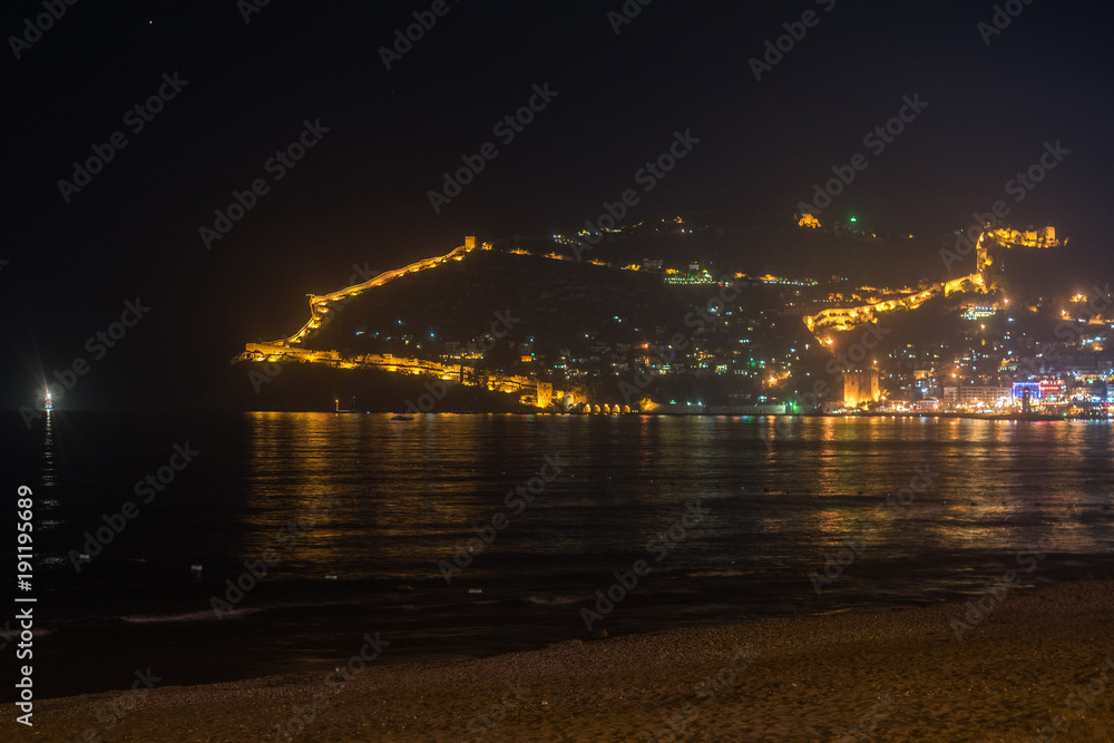 Alanya city, view from the beach, one of the famous destinations in Turkey Alanya city, view from the beach, one of the famous destinations in Turkey