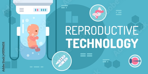 Reproductive technology in vitro fertilization for genetics microbiology and biochemistry vector illustration