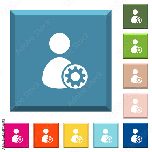 User account settings white icons on edged square buttons