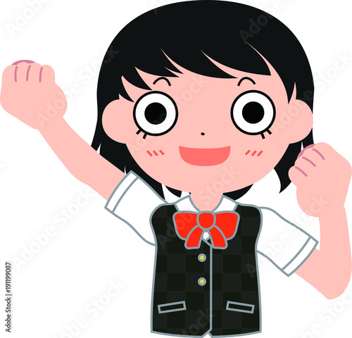 短髪パッチリ目の女子生徒　やる気
