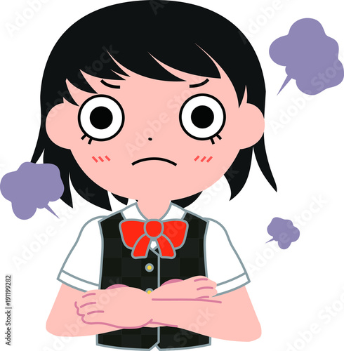 短髪パッチリ目の女子生徒　怒り