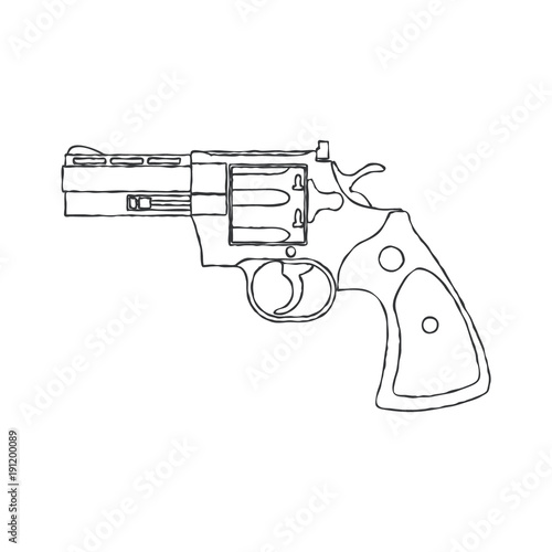 Vintage Revolver Gun. Firearm, pistol. Vector