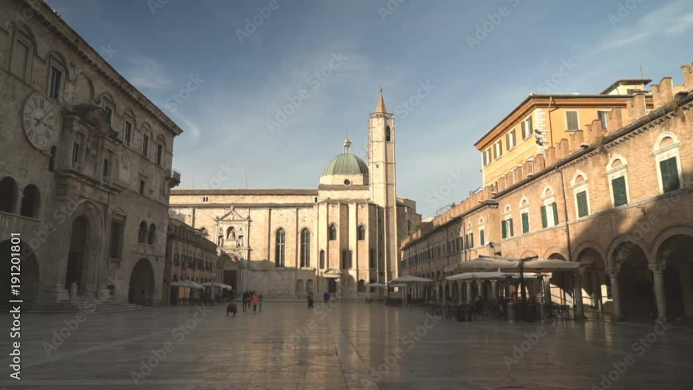 Main town square in Ascoli, in the Marche, church in background. Main town square in Ascoli, in the Marche, church in background.
