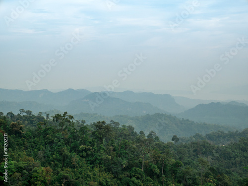 LandScape, Green Fresh Nature Background of Forest Mountains and Sky, Countryside of Thailand.