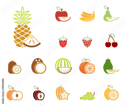 Obst und Früchte - Iconset (in Farbe)