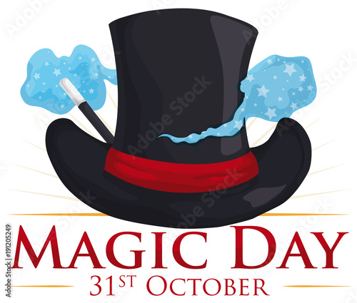 Top Hat with and Magical Mist for Magic Day, Vector Illustration