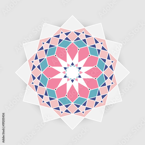 Retro arabesque geometric plygonal mandala abstract vector background.