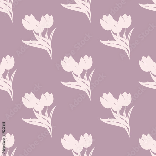 Flowers tulips background. Seamless vector floral patterns.