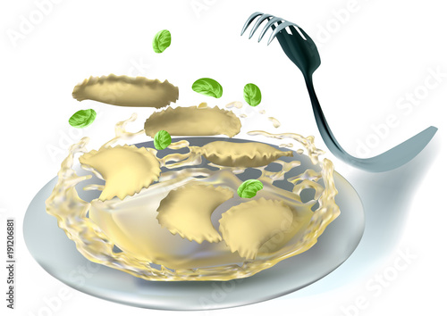 ravioli and fork