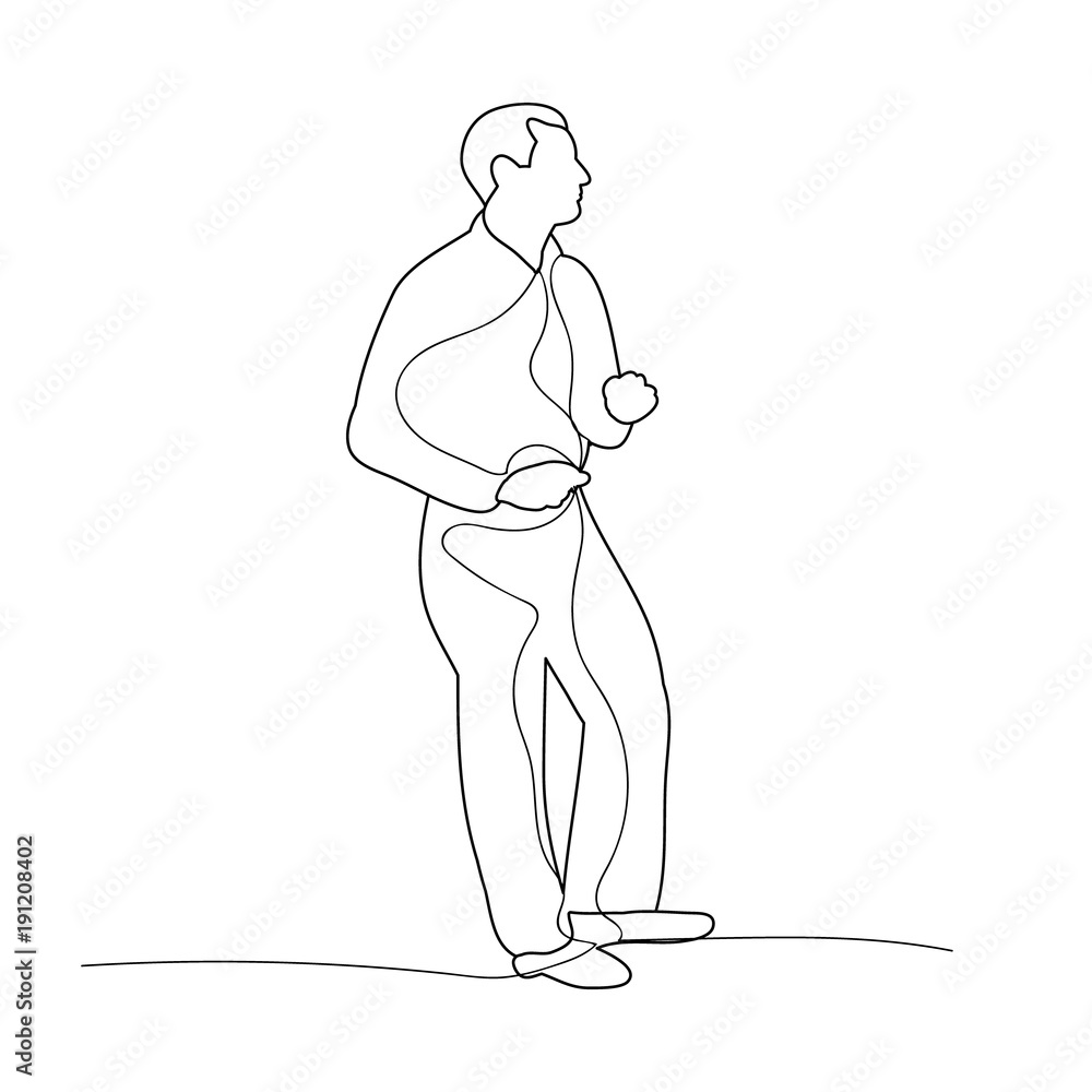 isolated sketch male dancing, simple lines