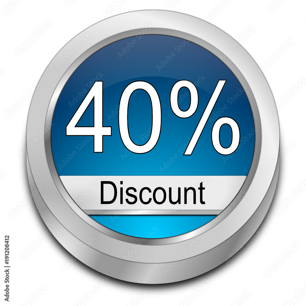 40% Discount button - 3D illustration 40% Discount button - 3D illustration