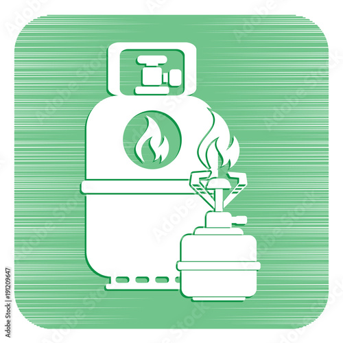 Camping stove with gas bottle icon