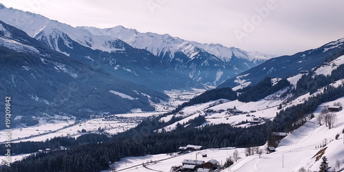 Winter view at Austrian mountains and valley © Stanislav