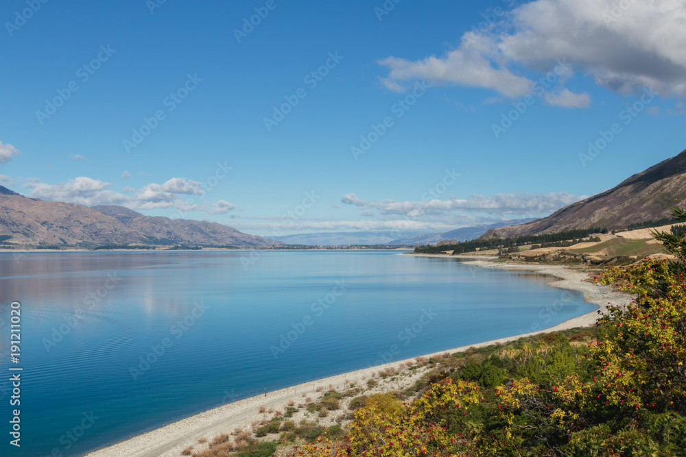 Lake Wanaka at summer sunny day, South island, New Zealand