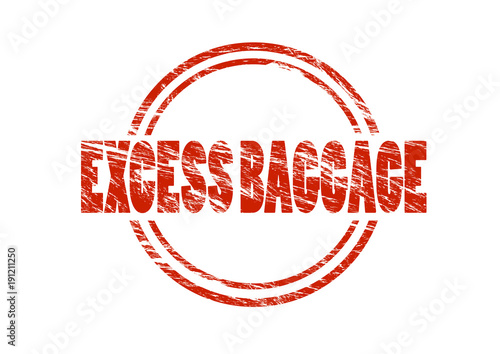 Εκτύπωση καμβά excess baggage red vintage rubber stamp isolated on white background
