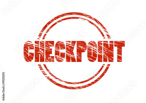 checkpoint red vintage rubber stamp isolated on white background photo