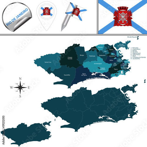 Map of Rio de Janeiro with Regions photo