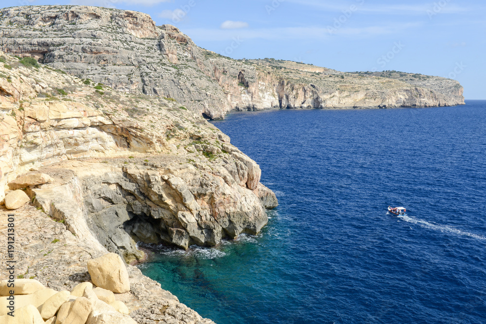Coast at Blue Grotto in the Malta island