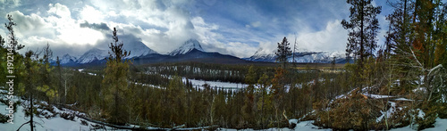 Panorama of Jasper National Park in WInter