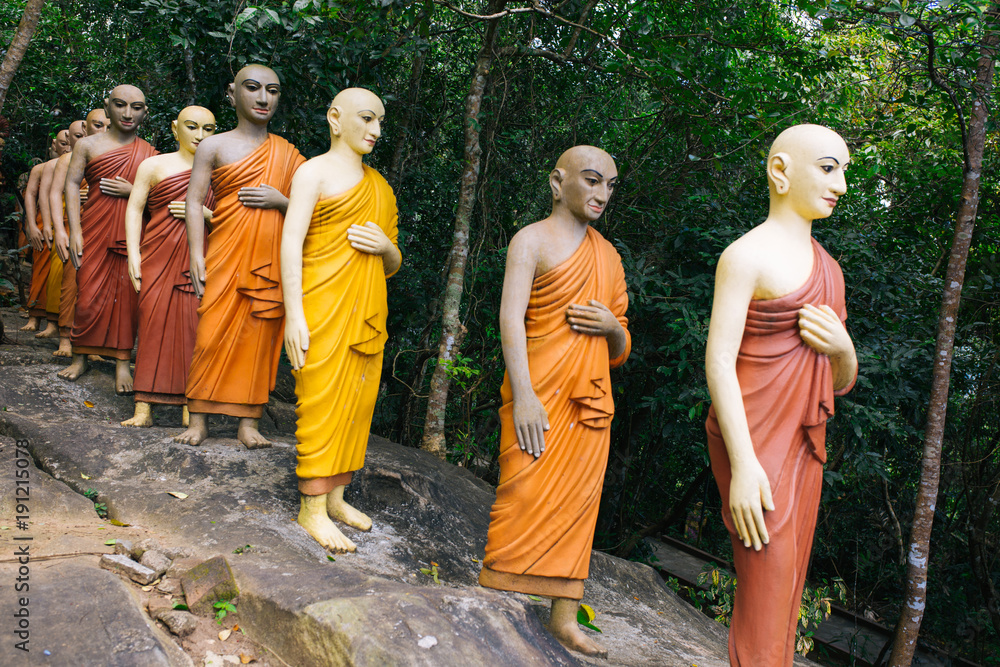 Naklejka premium Statues of Prominent Buddhist Teachers in Sri Lanka.
