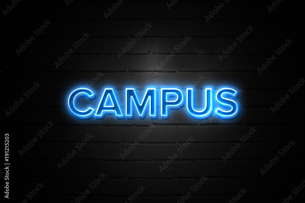 Campus neon Sign on brickwall Campus neon Sign on brickwall