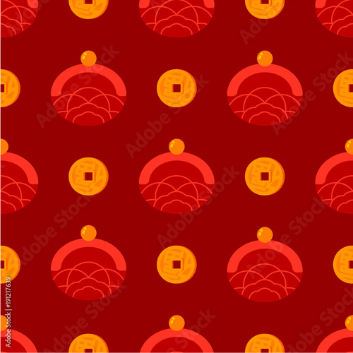 PURSE AND COIN PATTERN
Red pocket and golden coin seamless pattern on red background. wish lucky and wealth for Chinese New Year greeting season.