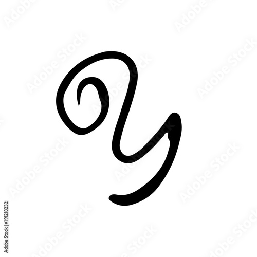Letter Y. Handwritten by dry brush. Rough strokes font. Vector illustration. Grunge style elegant alphabet.