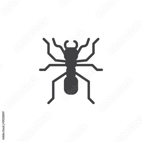 Ant worker icon vector, filled flat sign, solid pictogram isolated on white. Pismire symbol, logo illustration.