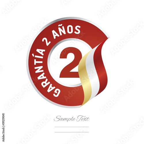 2 Years Warranty (Spanish - Garantía 2 años) red icon stamp vector