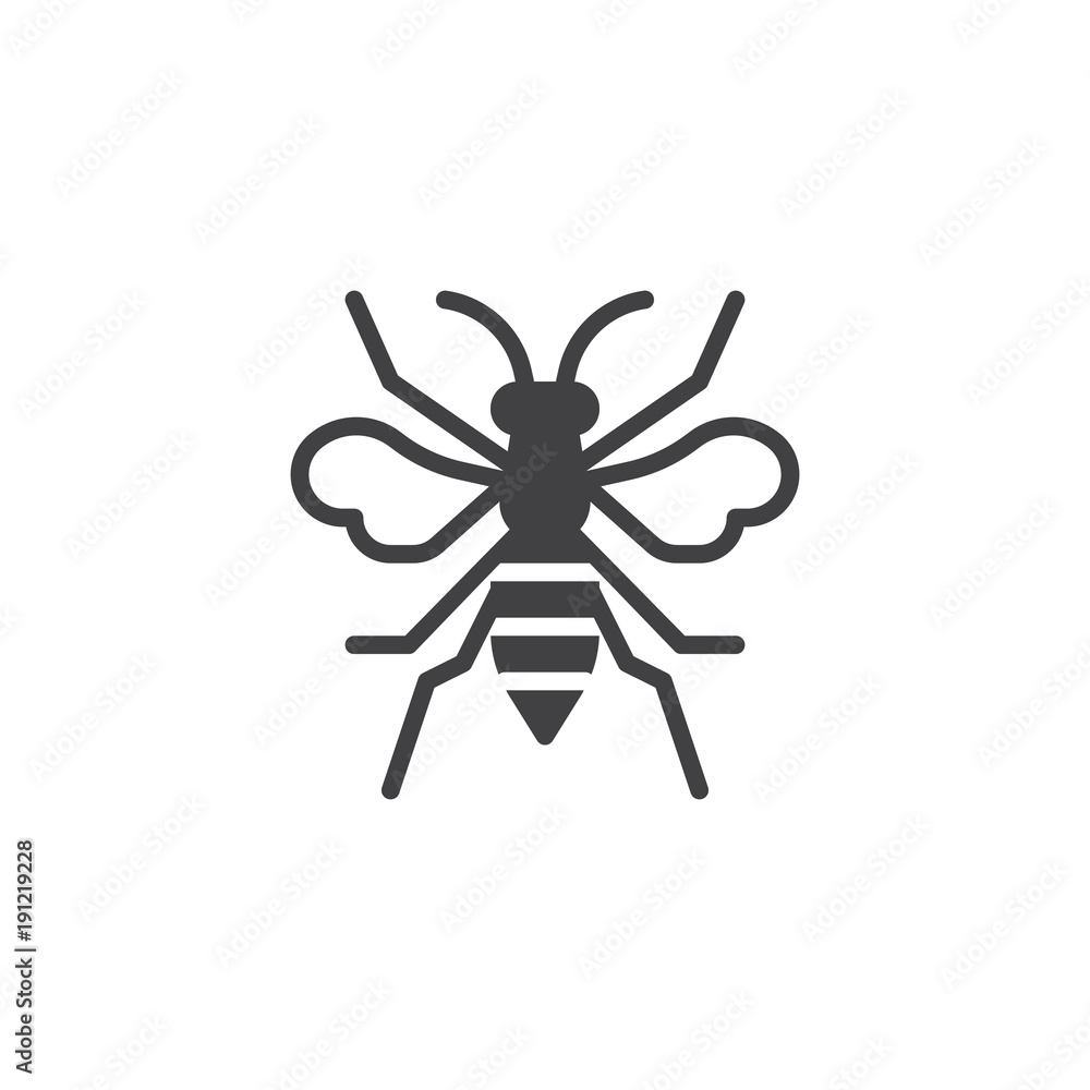 Wasp insect icon vector, filled flat sign, solid pictogram isolated on white. bumblebee symbol, logo illustration. Wasp insect icon vector, filled flat sign, solid pictogram isolated on white. bumblebee symbol, logo illustration.