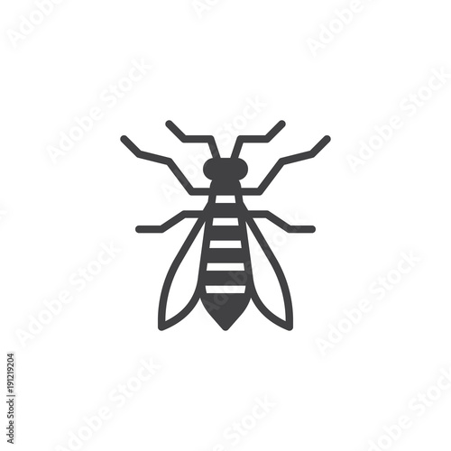 Wasp insect icon vector, filled flat sign, solid pictogram isolated on white. Bee symbol, logo illustration.