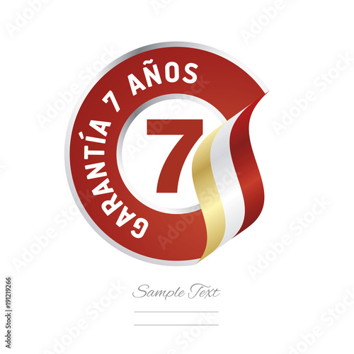 7 Years Warranty (Spanish - Garantía 7 años) red icon stamp vector