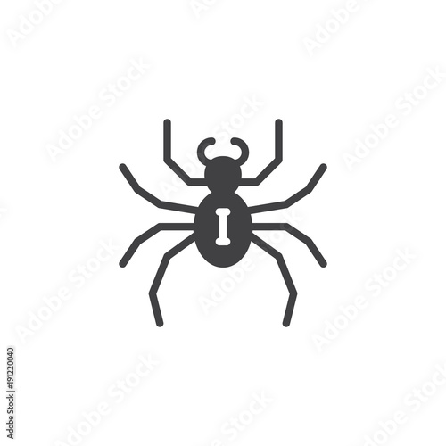 Spider icon vector, filled flat sign, solid pictogram isolated on white. Symbol, logo illustration.