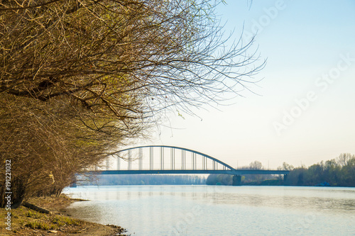 Fototapeta Naklejka Na Ścianę i Meble -  Bridge on the Tisa river near Titel