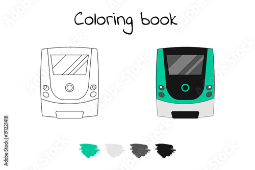 Coloring book for children. Vector illustration. subway train, m