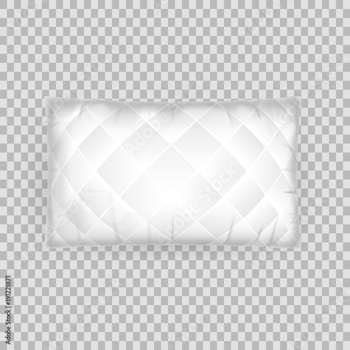 Realistic pattern template white pillow. Empty white pillow square shape.