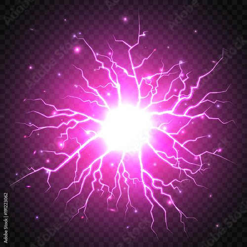 Thunder bolt on transparent background. Vector lightning flash