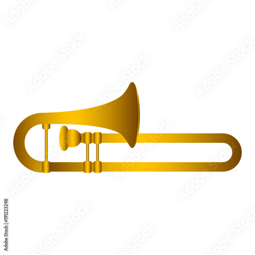 Isolated trombone. Musical instrument