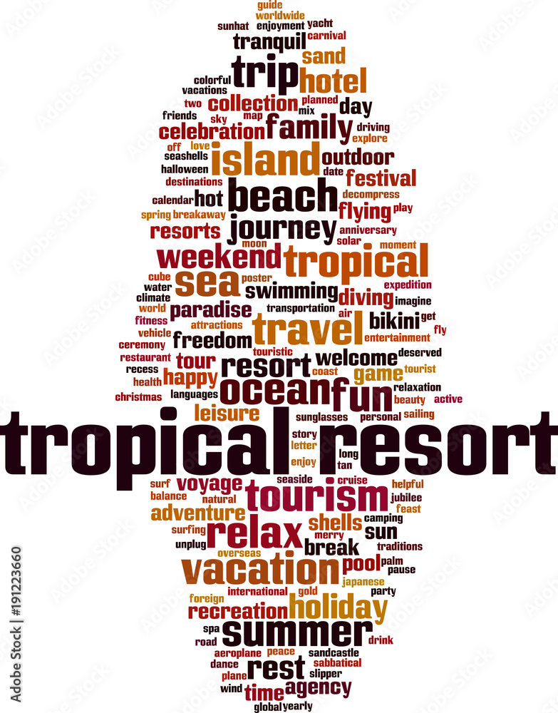 Tropical resort word cloud